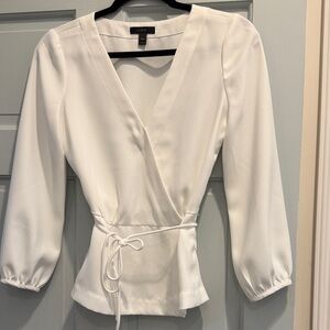 J. Crew Cream Wrap Tie-Waist Blouse